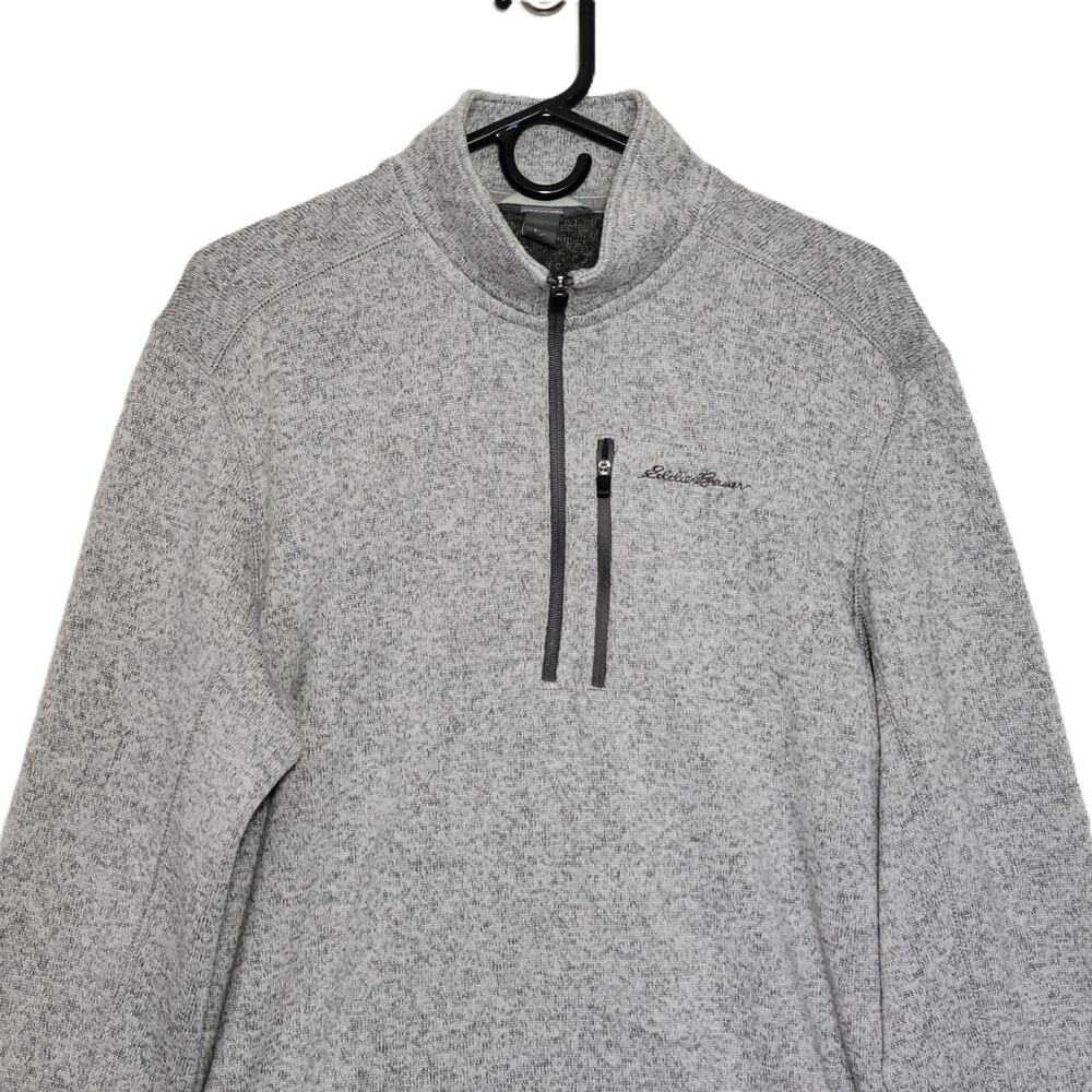 Eddie Bauer Men's Pullover Top Long Sleeve 1/4 Zip Light Gray Heather Size Large - Picture 2 of 12